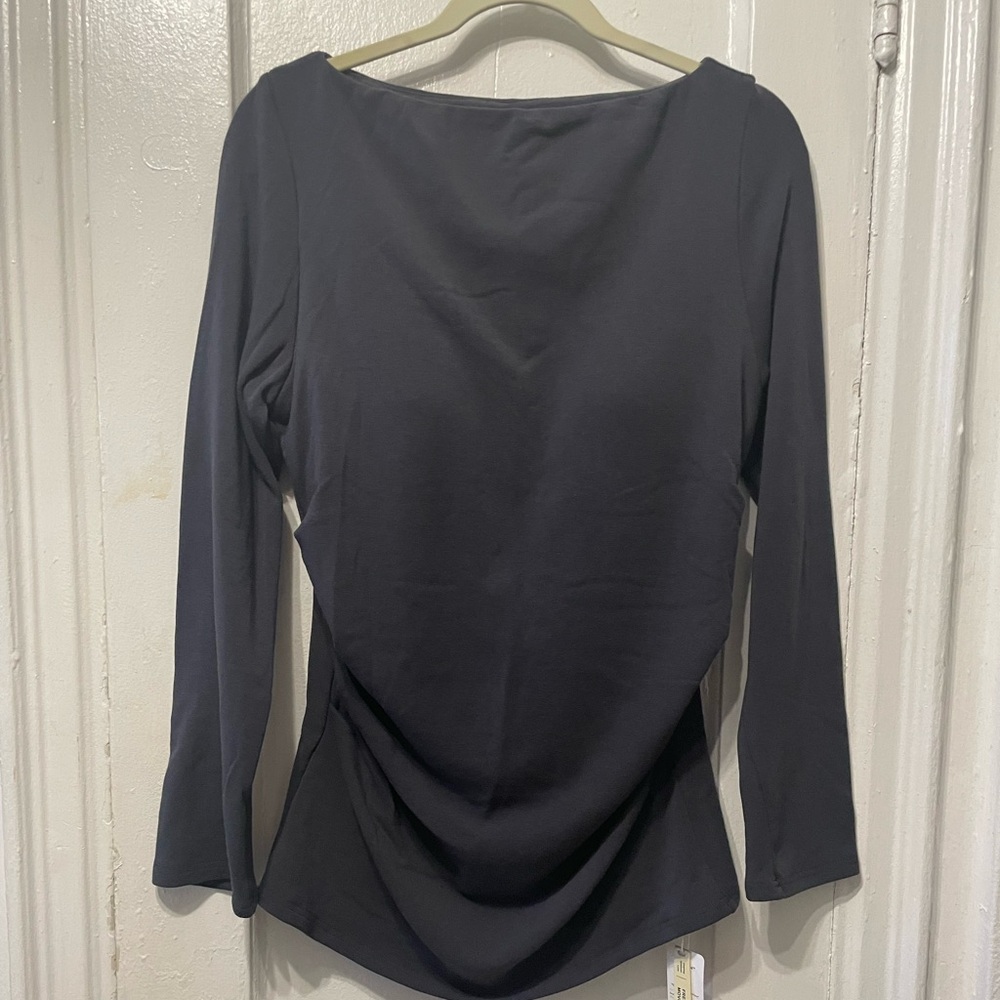 OGL Gray Fitted Blouse with Draped Effect